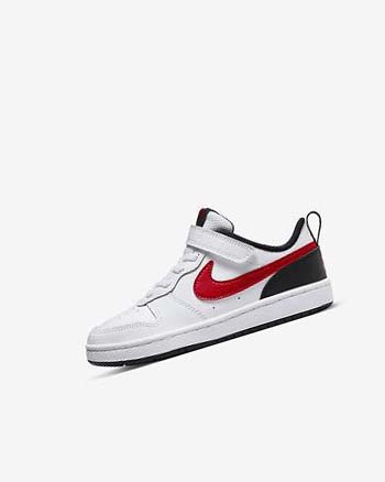 Buty Chłopięce Nike Court Borough Low 2 Białe Czarne Czerwone | PL_2353