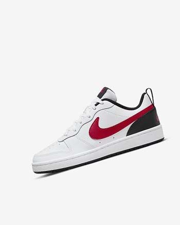 Buty Chłopięce Nike Court Borough Low 2 Białe Czarne Czerwone | PL_3249