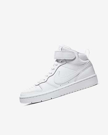 Buty Chłopięce Nike Court Borough Mid 2 Białe Białe Białe | PL_3196