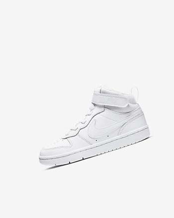 Buty Chłopięce Nike Court Borough Mid 2 Białe Białe Białe | PL_5261