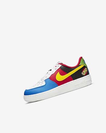 Buty Chłopięce Nike Force 1 LV8 Białe Czerwone Królewski Niebieski Złote | PL_5491