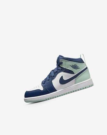 Buty Chłopięce Nike Jordan 1 Mid Granatowe Białe Mięta | PL_5481