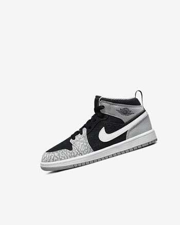 Buty Chłopięce Nike Jordan 1 Mid SE Czarne Białe Głęboka Szare Czerwone | PL_4610