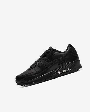 Buty Codzienne Chłopięce Nike Air Max 90 LTR Czarne Czarne Białe Czarne | PL_2686
