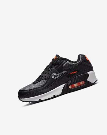Buty Codzienne Chłopięce Nike Air Max 90 Czarne Pomarańczowe Szare Białe | PL_4641