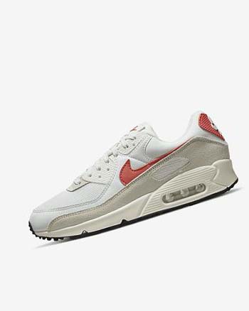 Buty Codzienne Damskie Nike Air Max 90 Białe Czarne Pomarańczowe | PL_5586