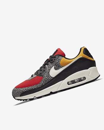 Buty Codzienne Damskie Nike Air Max 90 SE Czarne Czerwone | PL_2215
