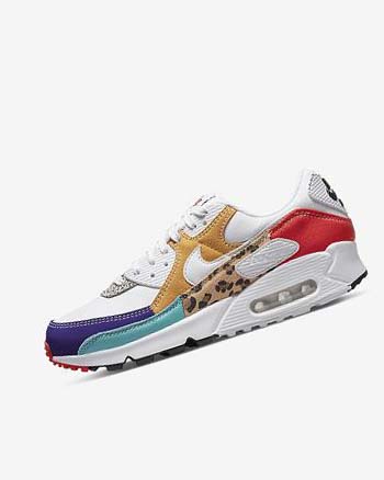 Buty Codzienne Damskie Nike Air Max 90 SE Białe Jasny Żółte Czerwone Białe | PL_2440