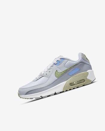 Buty Codzienne Dziewczynka Nike Air Max 90 Białe Niebieskie Szare | PL_2697