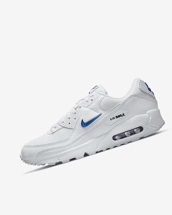 Buty Codzienne Męskie Nike Air Max 90 Białe Czarne Królewski Niebieski | PL_5420
