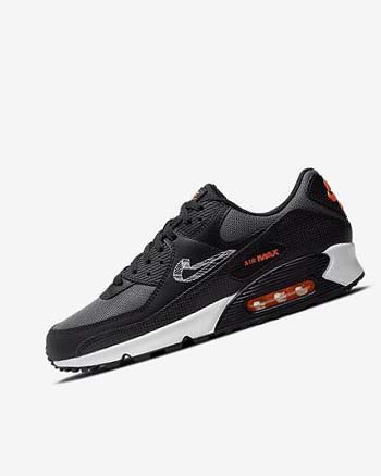 Buty Codzienne Męskie Nike Air Max 90 Czarne Pomarańczowe Szare Białe | PL_3052