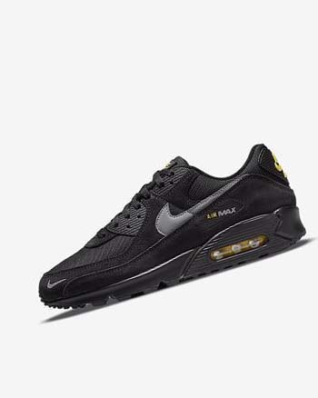 Buty Codzienne Męskie Nike Air Max 90 Czarne Żółte Metal Szare | PL_5299