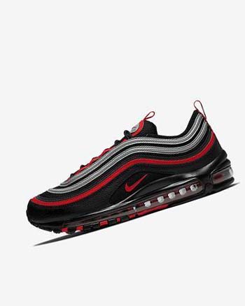 Buty Codzienne Męskie Nike Air Max 97 Czarne Metal Srebrne Czerwone | PL_5060