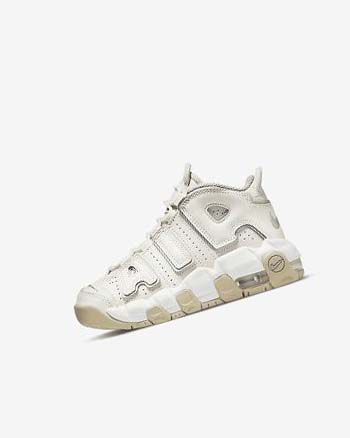 Buty Do Koszykówki Chłopięce Nike Air More Uptempo Białe Brązowe Głęboka | PL_3155