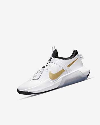 Buty Do Koszykówki Chłopięce Nike Air Zoom Crossover Białe Czarne Metal Złote | PL_5180