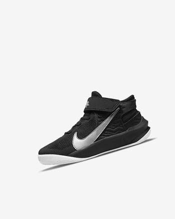 Buty Do Koszykówki Chłopięce Nike Team Hustle D 10 FlyEase Czarne Białe Metal Srebrne | PL_5449