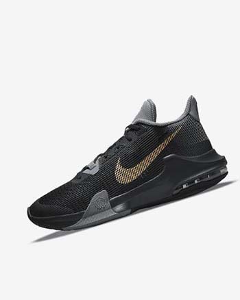 Buty Do Koszykówki Damskie Nike Air Max Impact 3 Czarne Szare Ciemny Szare Metal Złote | PL_4566