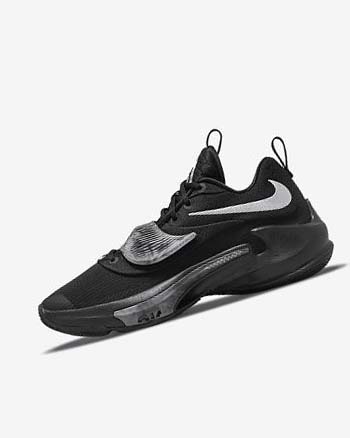 Buty Do Koszykówki Damskie Nike Zoom Freak 3 Czarne Szare Różowe Metal Srebrne | PL_5175