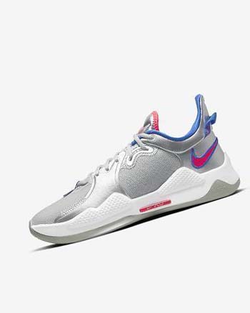 Buty Do Koszykówki Męskie Nike PG 5 Metal Srebrne Królewski Niebieski Czerwone | PL_1110