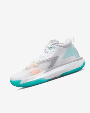 Buty Do Koszykówki Męskie Nike Zion 1 Białe Pomarańczowe Turkusowe | PL_4918