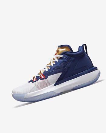 Buty Do Koszykówki Męskie Nike Zion 1 Niebieskie Białe Metal Złote | PL_5543