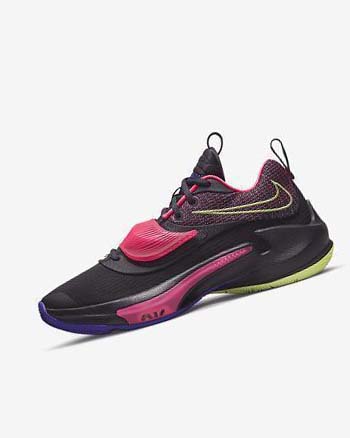 Buty Do Koszykówki Męskie Nike Zoom Freak 3 Fioletowe Różowe Głęboka Cytrynowy | PL_4590