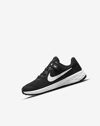 Buty Dziewczynka Nike Revolution 6 FlyEase Czarne Ciemny Szare Białe | PL_5587