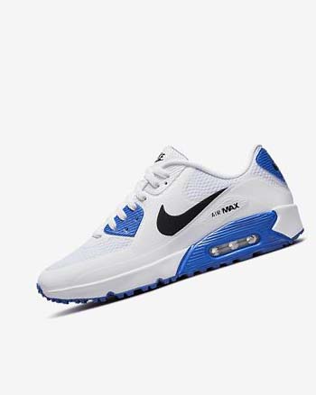 Buty Golfowe Damskie Nike Air Max 90 G Białe Niebieskie Platyna Czarne | PL_3016