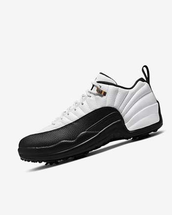 Buty Golfowe Męskie Nike Air Jordan XII Low Białe Metal Złote Czarne | PL_5339
