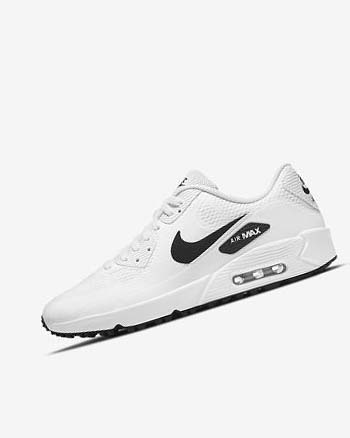 Buty Golfowe Męskie Nike Air Max 90 G Białe Czarne | PL_3026