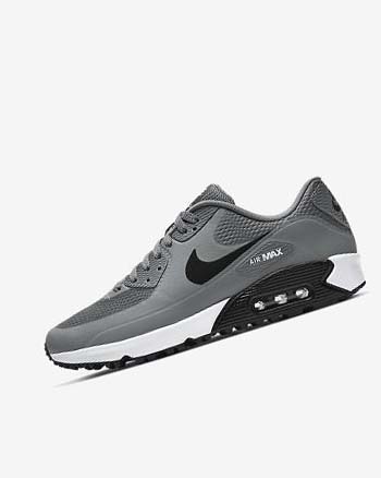 Buty Golfowe Męskie Nike Air Max 90 G Szare Białe Czarne | PL_2653