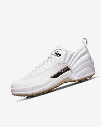 Buty Golfowe Męskie Nike Jordan XII G Białe Metal Złote Białe | PL_2647