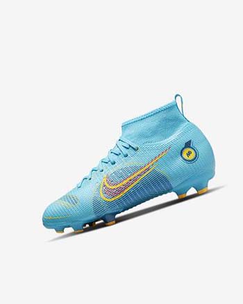 Buty Piłkarskie Chłopięce Nike Jr. Mercurial Superfly 8 Pro FG Niebieskie Pomarańczowe | PL_2874