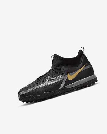 Buty Piłkarskie Chłopięce Nike Jr. Phantom GT2 Academy Dynamic Fit TF Czarne Metal Złote Ciemny Szare Metal Ciemny Szare | PL_2958
