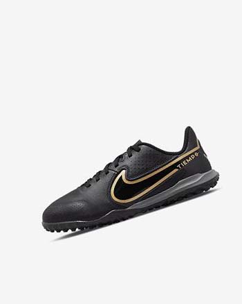 Buty Piłkarskie Chłopięce Nike Jr. Tiempo Legend 9 Academy TF Czarne Ciemny Szare Metal Złote Czarne | PL_3074