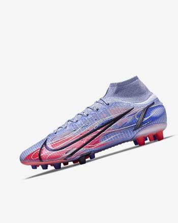 Buty Piłkarskie Damskie Nike Mercurial Superfly 8 Elite KM AG Indygo Głęboka Czerwone Metal Srebrne | PL_4786