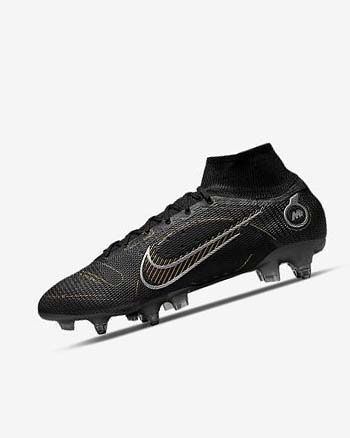 Buty Piłkarskie Damskie Nike Mercurial Superfly 8 Elite SG-PRO Anti-Clog Traction Czarne Metal Srebrne Szare Metal Złote | PL_5527