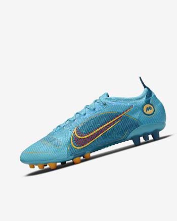 Buty Piłkarskie Damskie Nike Mercurial Vapor 14 Elite AG Niebieskie Pomarańczowe | PL_4551