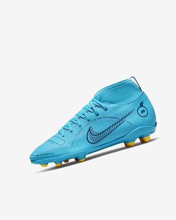 Buty Piłkarskie Dziewczynka Nike Jr. Mercurial Superfly 8 Club MG Niebieskie Pomarańczowe | PL_2939