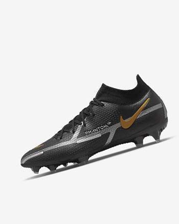 Buty Piłkarskie Męskie Nike Phantom GT2 Dynamic Fit Elite FG Czarne Metal Złote Metal Srebrne Metal Ciemny Szare | PL_2937