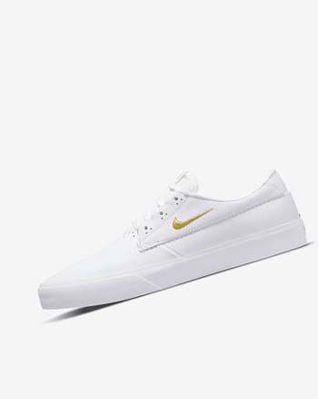Buty Skate Damskie Nike SB Shane PRM Białe Białe Białe Metal Złote | PL_4891