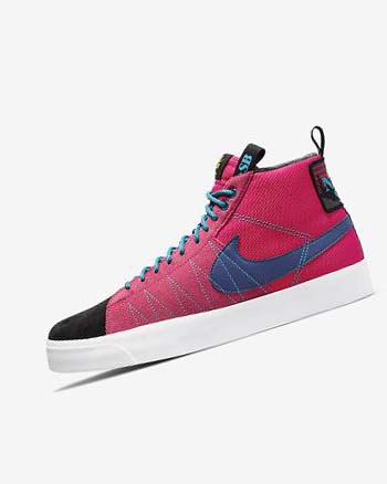 Buty Skate Damskie Nike SB Zoom Blazer Mid PRM Różowe Niebieskie Jasny Królewski Niebieski Niebieskie | PL_2972