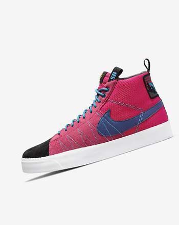 Buty Skate Męskie Nike SB Zoom Blazer Mid PRM Różowe Niebieskie Jasny Królewski Niebieski Niebieskie | PL_2797