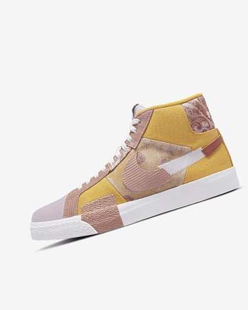 Buty Skate Męskie Nike SB Zoom Blazer Mid PRM Złote Białe | PL_4768
