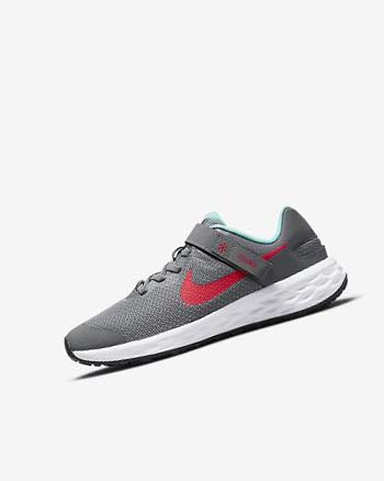 Buty do Biegania Chłopięce Nike Revolution 6 FlyEase Szare Turkusowe Czerwone | PL_2302