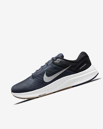 Buty do Biegania Męskie Nike Air Zoom Structure 24 Niebieskie Czarne Ciemny Obsidian Szare | PL_2590