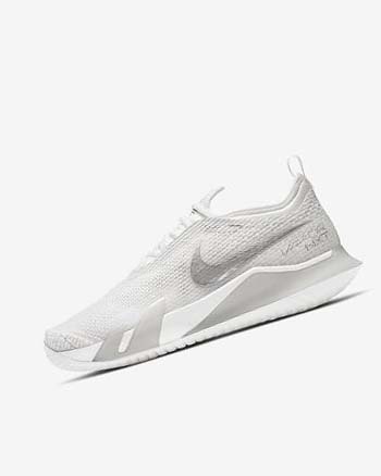 Buty do Tenisa Damskie Nike Court React Vapor NXT Białe Szare Metal Srebrne | PL_2757