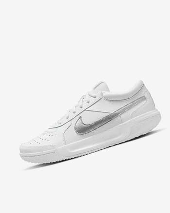 Buty do Tenisa Damskie Nike Court Zoom Lite 3 Białe Metal Srebrne | PL_4848
