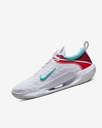Buty do Tenisa Damskie Nike Court Zoom NXT Białe Głęboka Srebrne Czerwone Turkusowe | PL_2336