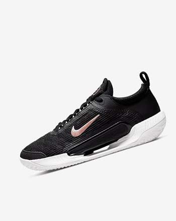 Buty do Tenisa Damskie Nike Court Zoom NXT Czarne Białe Metal Czerwone Brązowe | PL_2576